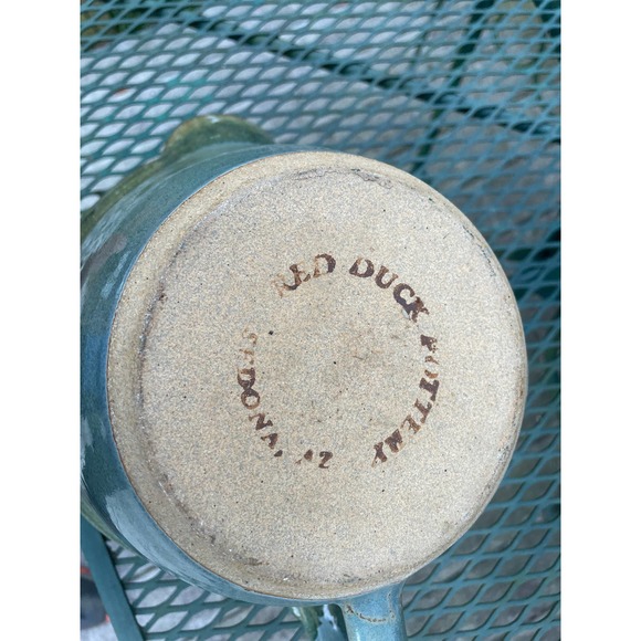 Red Duck pottery blue green Mixing bowl with spout - Picture 5 of 6